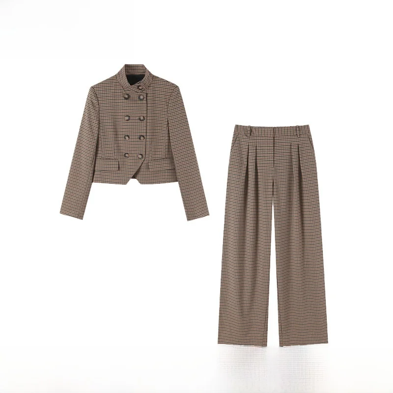 Early Autumn New Fashion Wide Leg Pants Suit Women's Clothing ZR Style Short Coat Long Pants Two-Piece Set Polyester Fiber