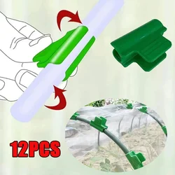 12Pcs Greenhouse Film Clamps Garden Tarpaulin Netting Tunnel Hoop Pipe Clamp Shed Row Cover Shading Frame Support Planting Tools