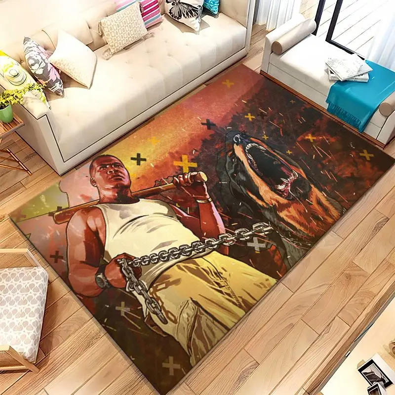 Vintage Game G-GTA San Andreas Area Rug,Soft Non-Slip Carpet Mat for Living Room Bedroom Playroom,Sofa Floor Rug,Home Decor Gift