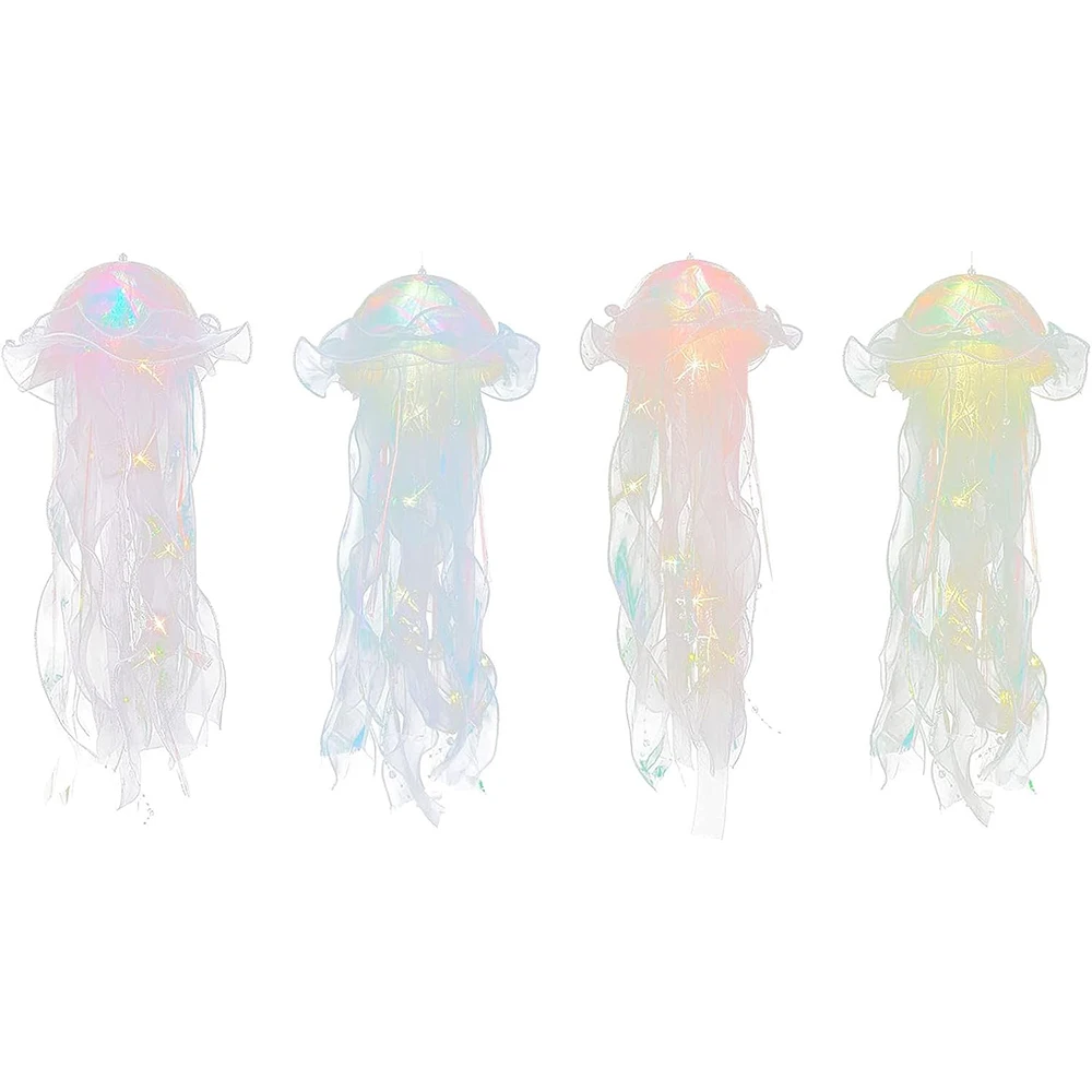 

Colorful Jellyfish Lamp Vibrant and Unique Glow Bedroom Decoration - Handmade Lace Lampshade Perfect Gift for Friends and Family