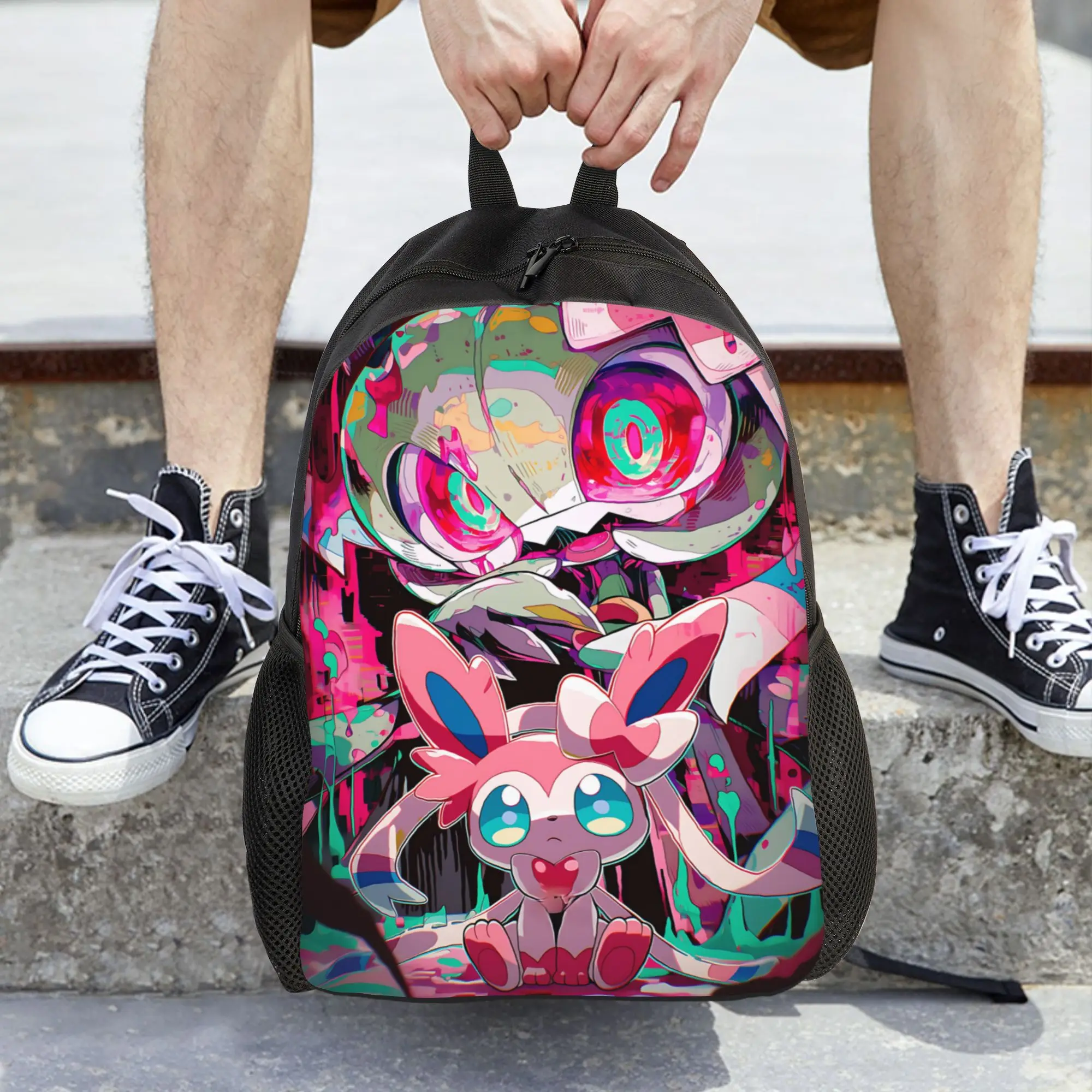 Fashion Pokemon Theme Backpack ita bag  mochila Harajuku Design Camping Sturdy Shoulder Rucksack