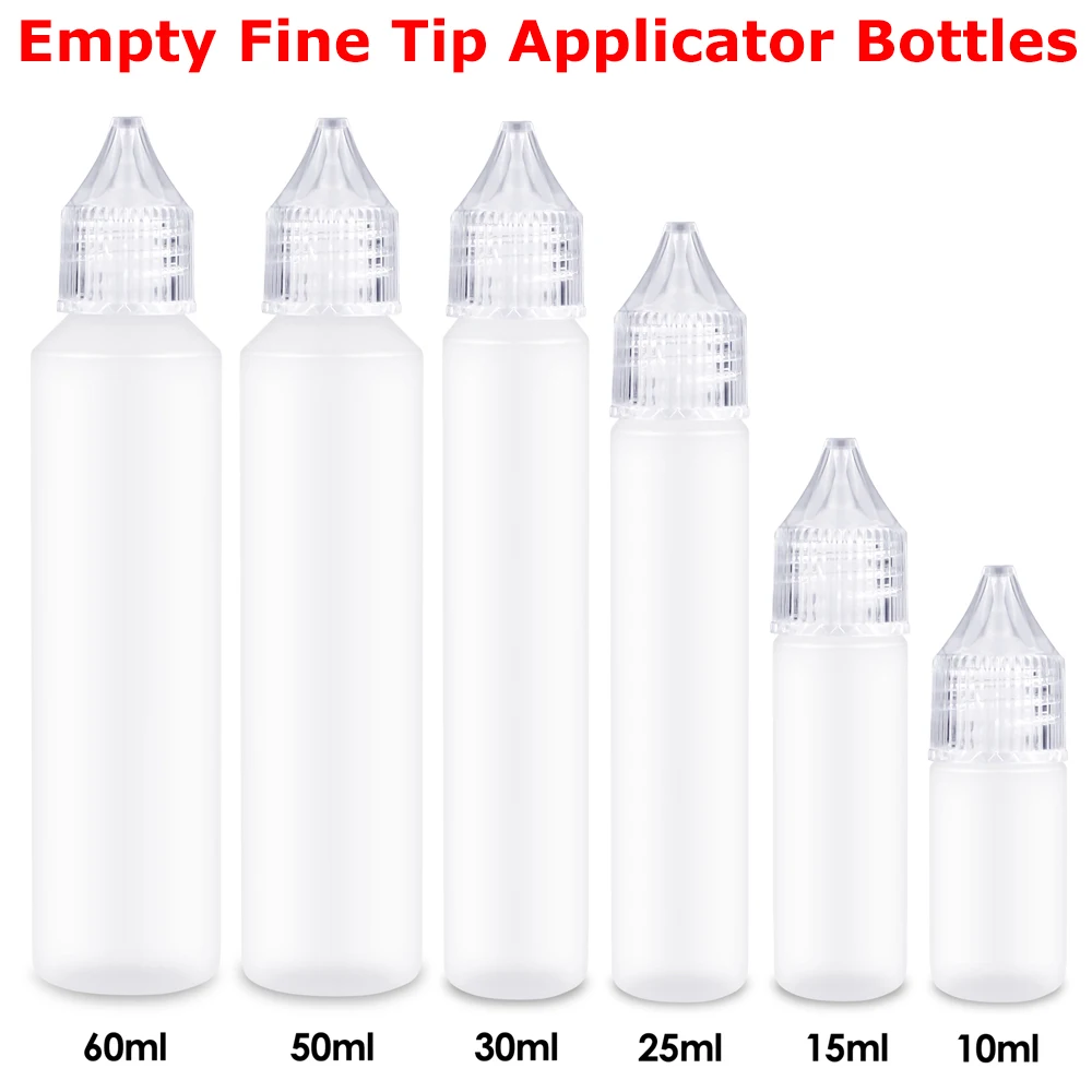 

Soft Squeezable Applicator Bottles Fine Tip 10/15/25/30/56/60ml Clear Liquid Dispenser DIY Paint Ink Crafting Project 2024 NEW