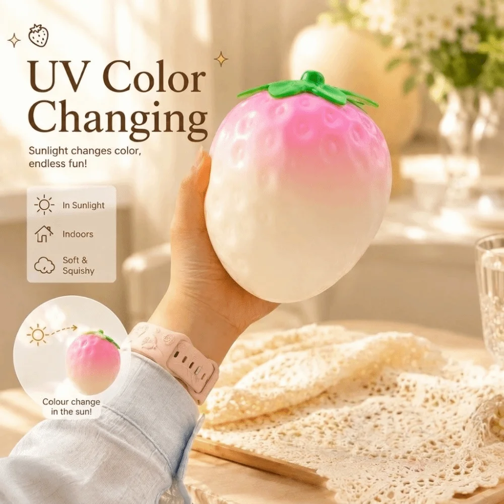 UV Light Color Changing Color Changing Strawberry Pinch Le Strawberry Simulation Fruit Slow Rebound Slow Rising Soft Texture