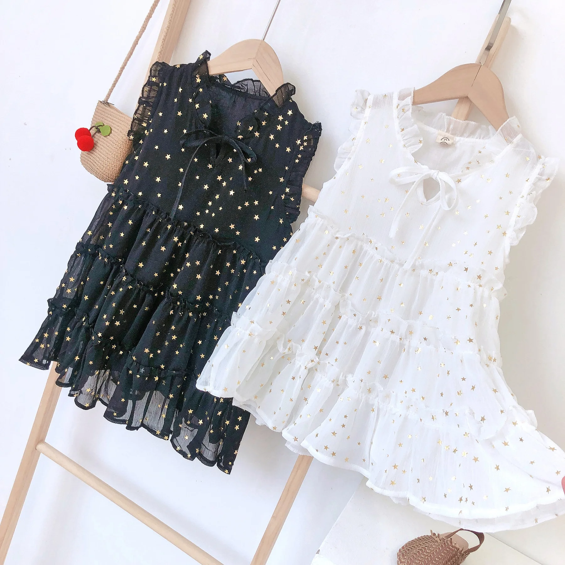 

New Summer Girls' Western Sweet Bow Strap Princess Vest Party Princess Dress Children Kids Toddler Girl Clothing