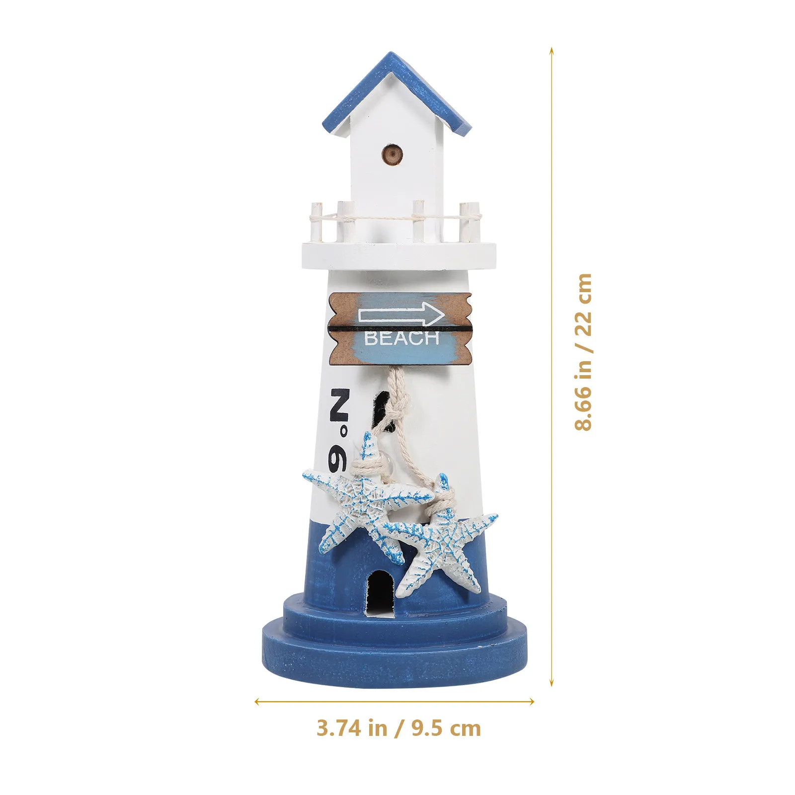Nautical Lighthouse Ornament Wooden Coastal Seaside Desktop Decor Sea Theme Accent for Living Room Bedroom Nursery