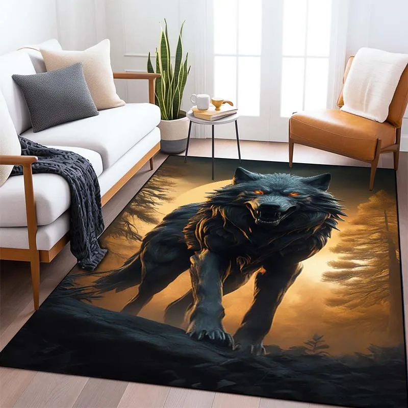 Wolf Ferocious Animal Pattern Living Room Bedroom Carpet Bedside Bathroom Floor Mat 15 Sizes Custon Pattern Area Rug Room Decor