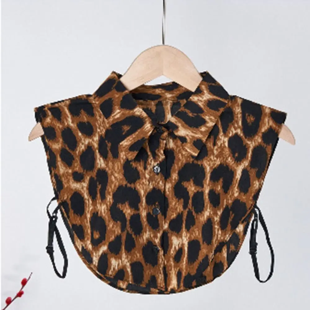 

Leopard Print False Collar Elegant Lightweight Detachable Collar Pleated Design Decorative Faux Shirt Collar Layering Top
