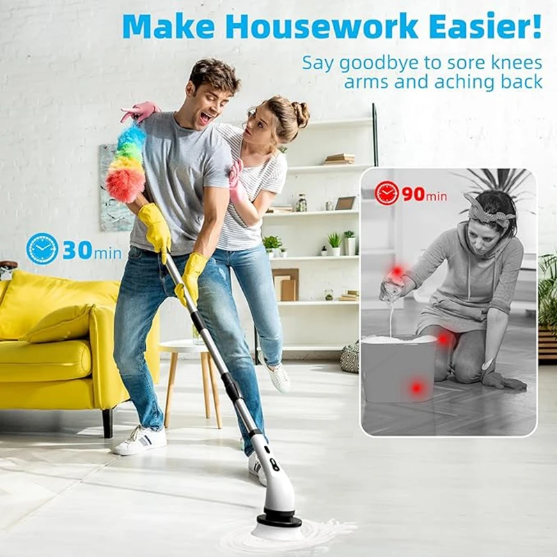 7 In 1Household Electric Spin Scrubber Kitchen Bathroom Cleaning Brush Rotary Wireless Electric Spin Cleaning Machine