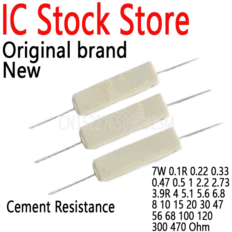 Ceramic Cement Resistance 7W 0.1R 0.22 0.33 0.47 0.5 1 2.2 2.7 3 3.9R 4 5.1 5.6 6.8 8 10 15 20 30 47 56 68 100 120 300 470 Ohm