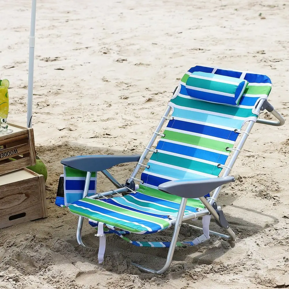 

Backpack Beach Chair For Adults, Lightweight Portable Lay Flat Folding Beach Chair With 5 Reclining Positions, Backpack Straps,