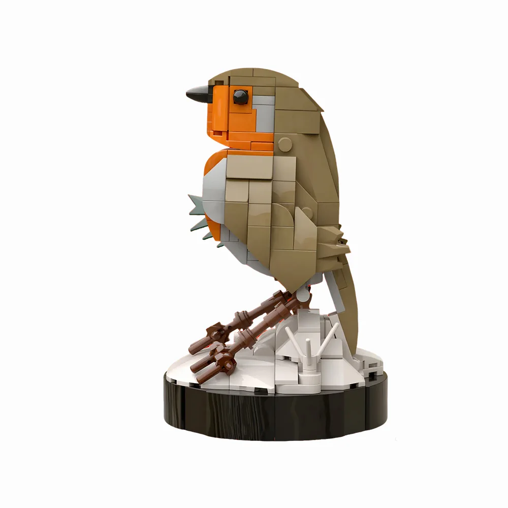 Gobricks MOC Robin in Winter Birds Building Blocks Model Christmas Flame Robin Birds Bricks Assembly Educational Toys Kids Gifts view 4