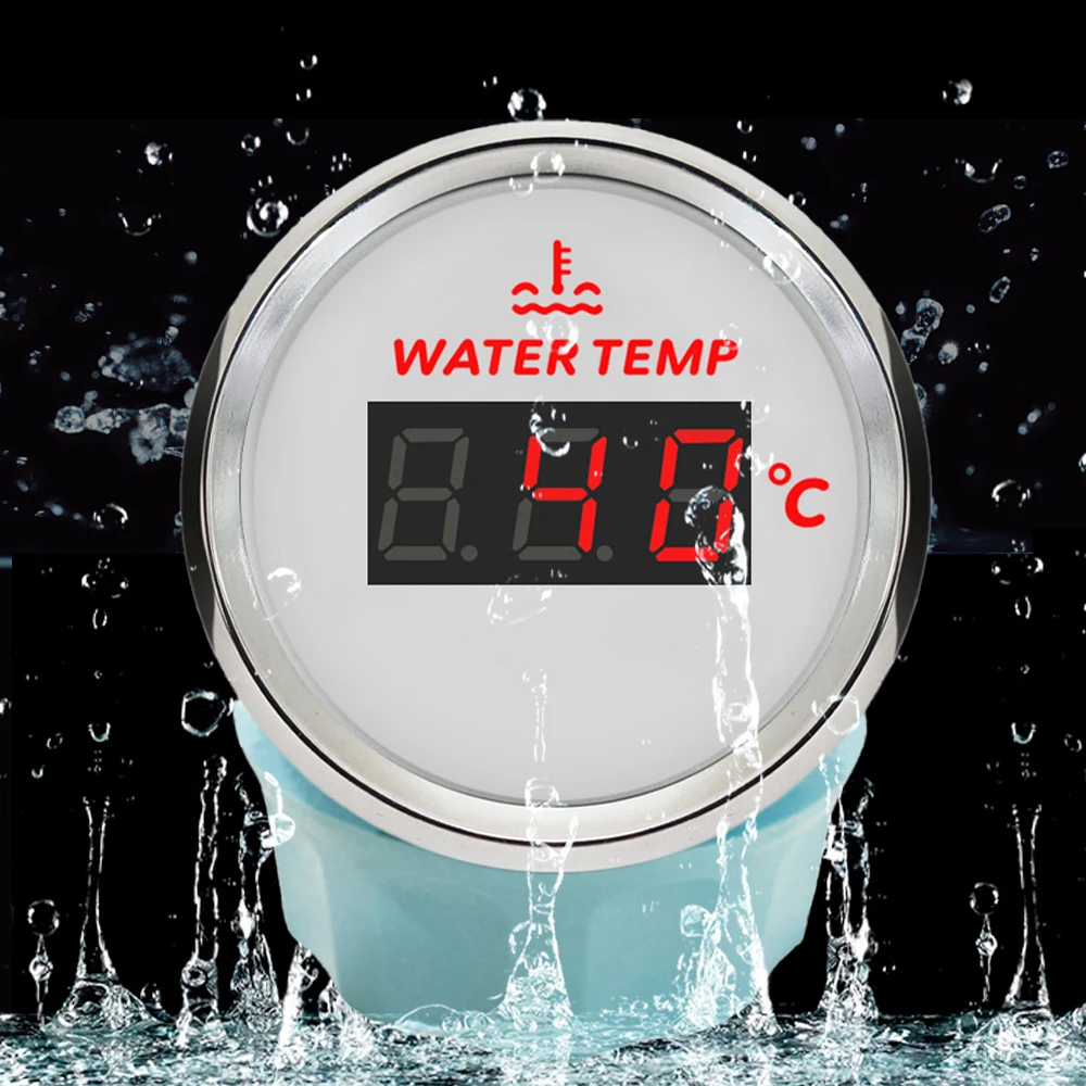 ELING New Universal 52mm Waterproof Marine Auto Water Temp Gauge Temperature Meter 40-120℃ With Red Backlight for Car Boat Truck