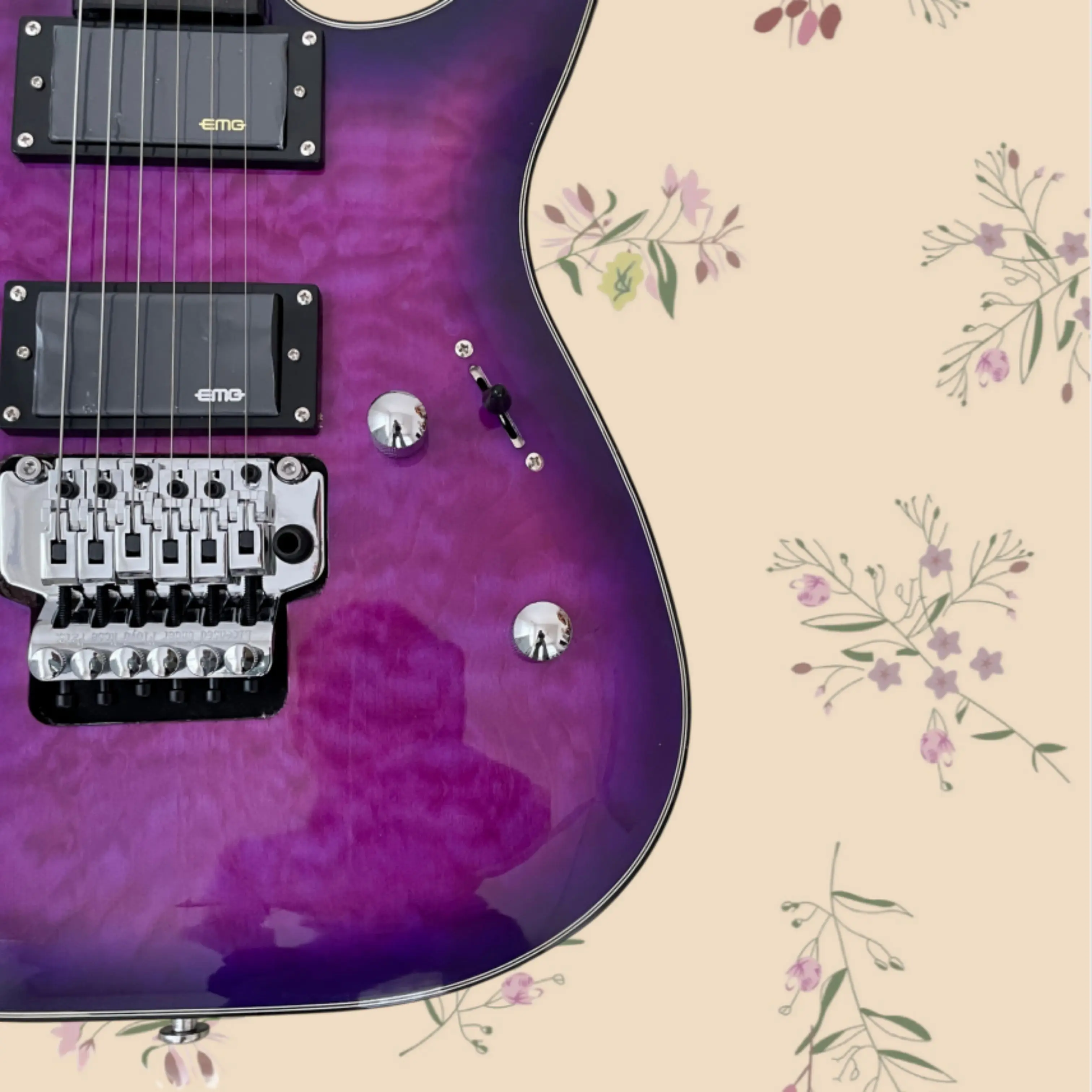 High-Gloss Purple Gradient Water Ripple ElectricGuitar,HH Pickups,Silver Hardware,Rosewood Fretboard Guitars,Metal Rock Guitarra