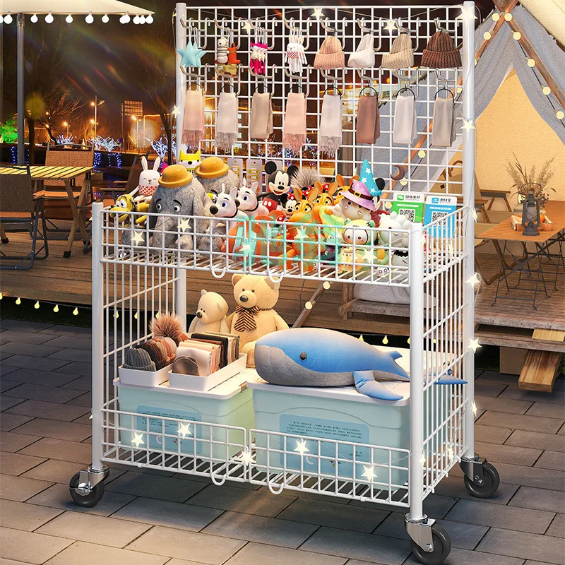 Thickened round tube stall trolley foldable ice powder dessert float shelf sushi night market mobile stall