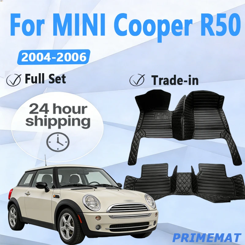

Custom Automotive Car Floor Mats For MINI Cooper R50 2004 2005 2006 Auto Luxury Leather Men Women Car Mats Full Coverage