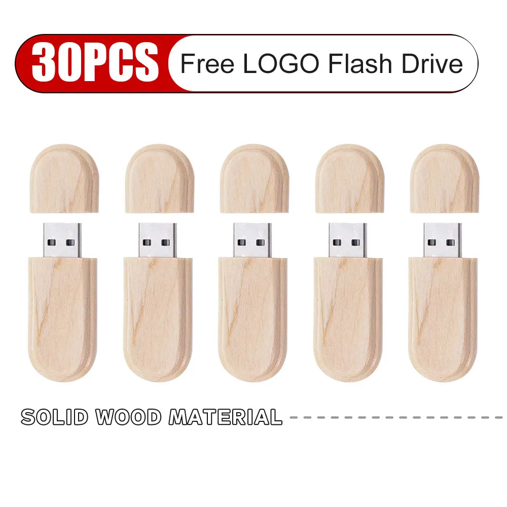 30PCS/Lot Maple wood 4gb 32GB USB 2.0 Flash Drives Wooden Pen Drive 64GB Memory Stick Free Logo Wedding Photography Gifts U Disk