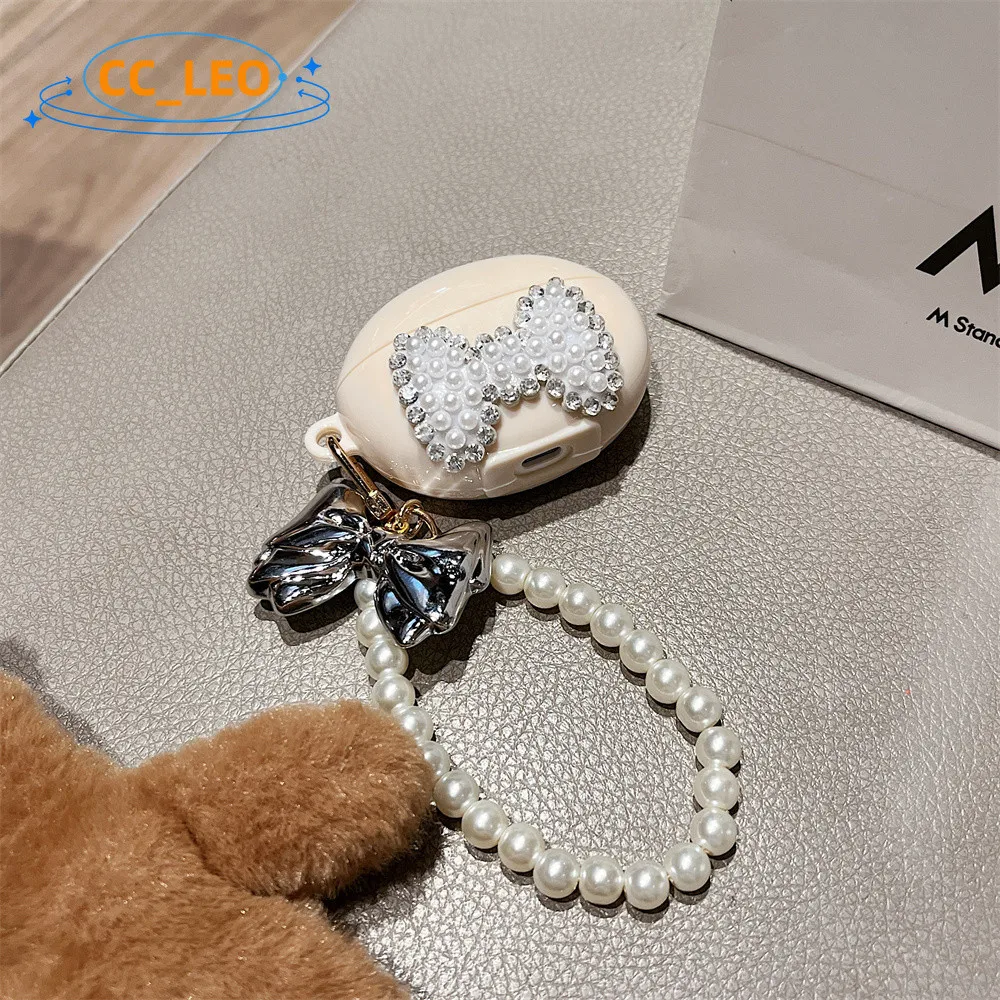 For Huawei FreeBuds SE2 Case Creative Bow Tie Keychain Pendant HuaWei FreeBuds 5i Shockproof Case Cartoon Protective Cover