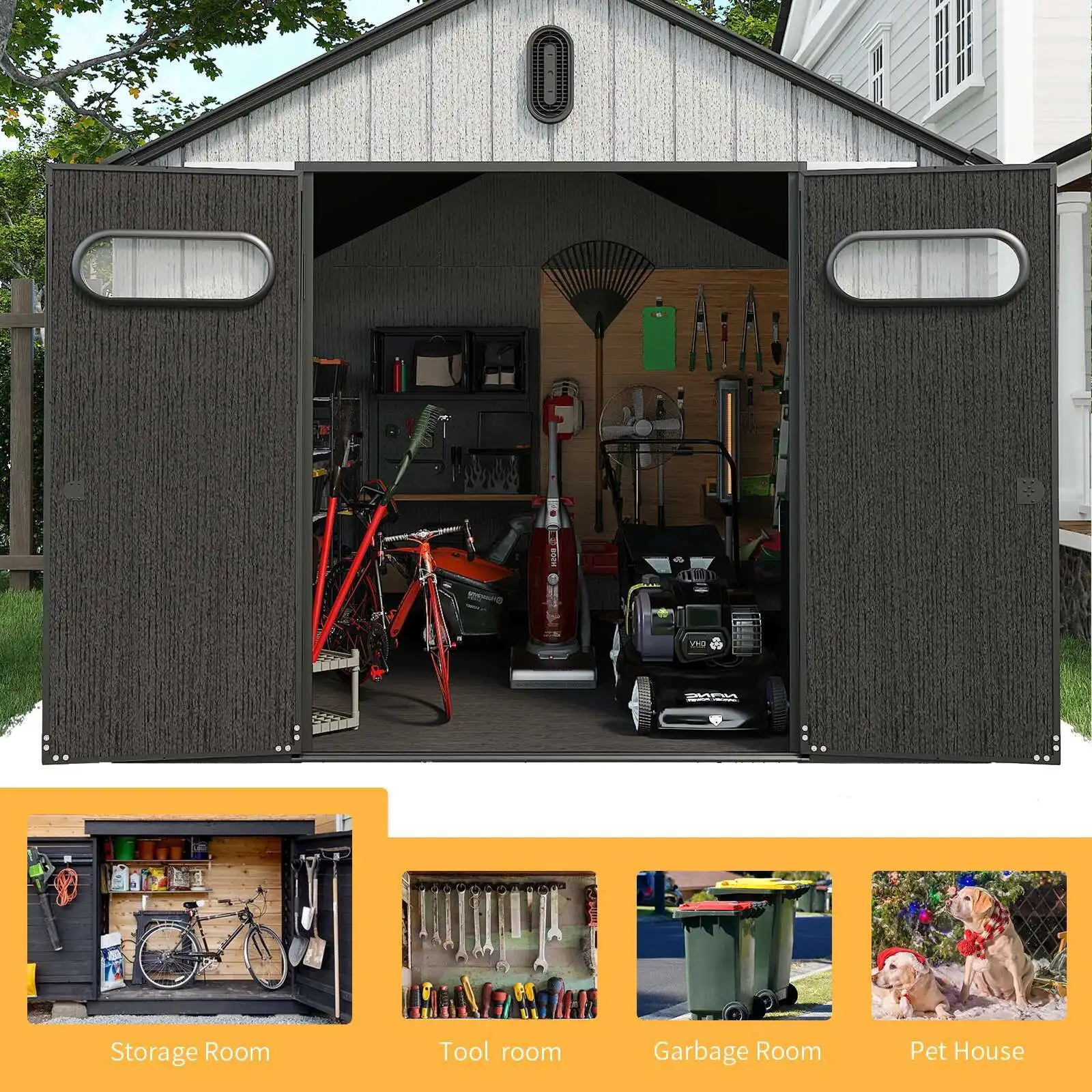 Large Popular 8X10ft Resin Garden Organizer Outdoor Plastic Storage Sheds & Units