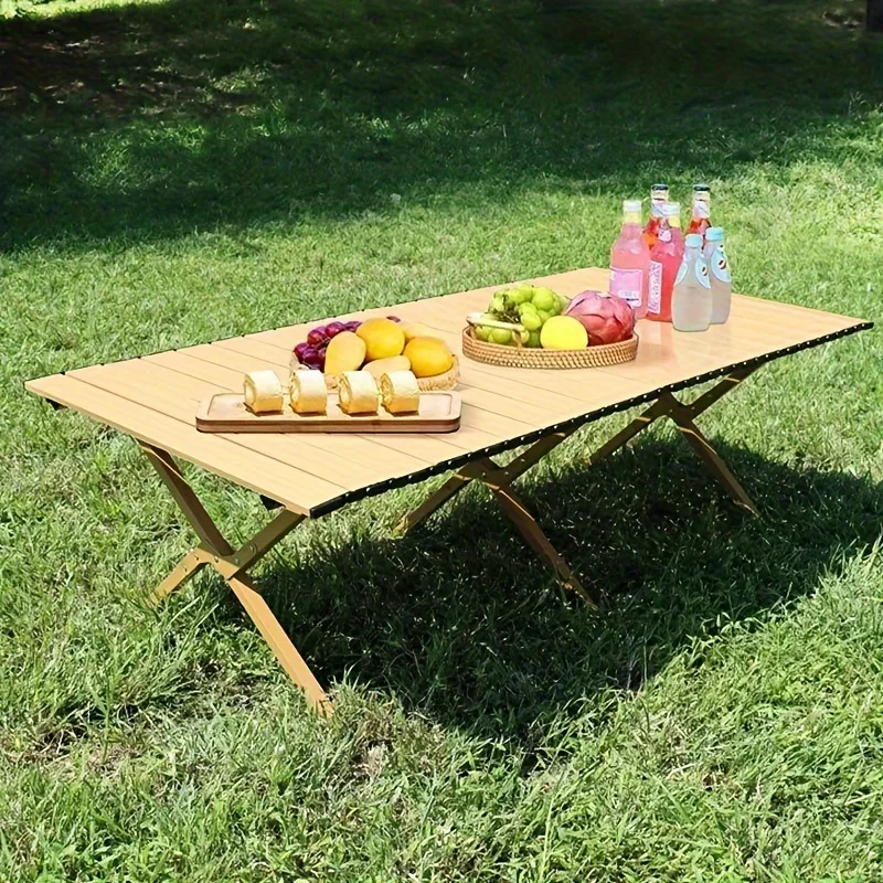Folding Picnic Table,Portable 4ft Roll-Up Camping Table Egg Roll Table with Storage Bag for 4-6 People, Low Foldable Long Table image 3