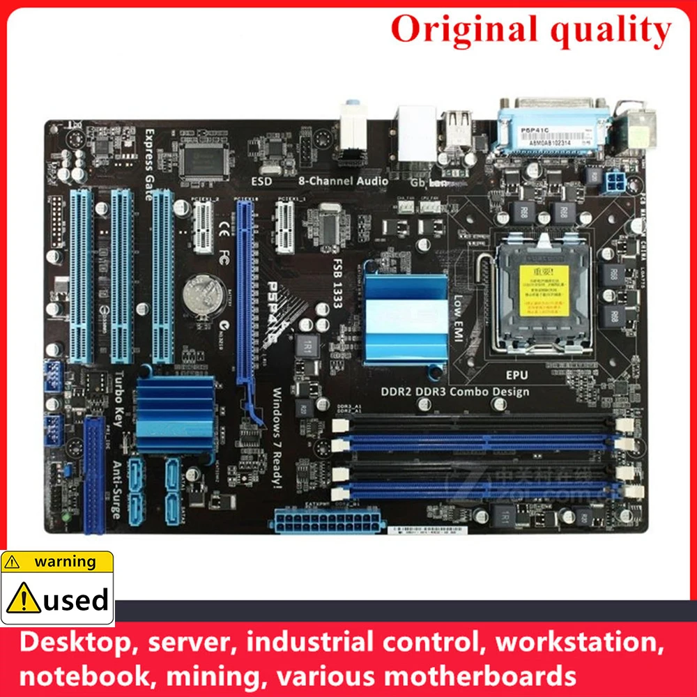 

For P5P41C Motherboards LGA 775 DDR3 DDR2 ATX For Intel G41 Desktop Mainboard PCI-E2.0 SATA II USB2.0