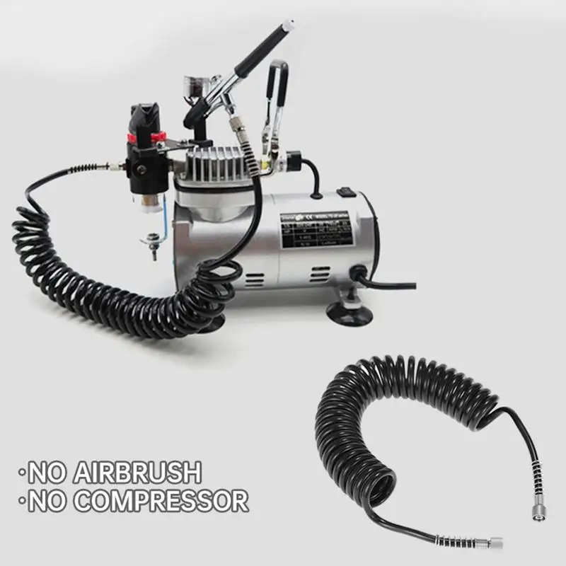 Coiled Air Hose 1/8 Inch Air Tool Hoses 9.8 Ft Pipe Assembly  Replacement Repair Fittings on Both Ends Air Tube Kit black