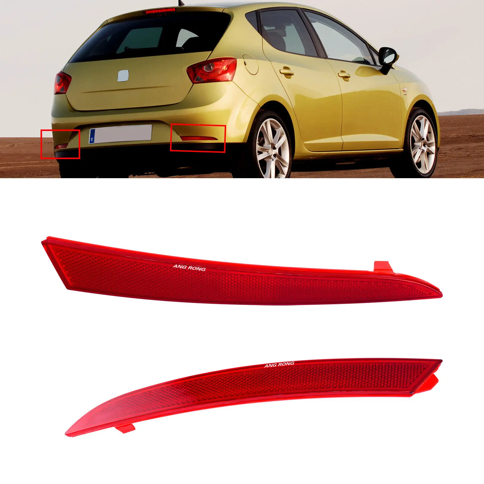 OE 6J4945105, 6J4945106 Pair Red Lens For SEAT Ibiza MK IV 6J 5D Hatchback 2008-2012 Rear Bumper Reflectors Tail Lamp Parts