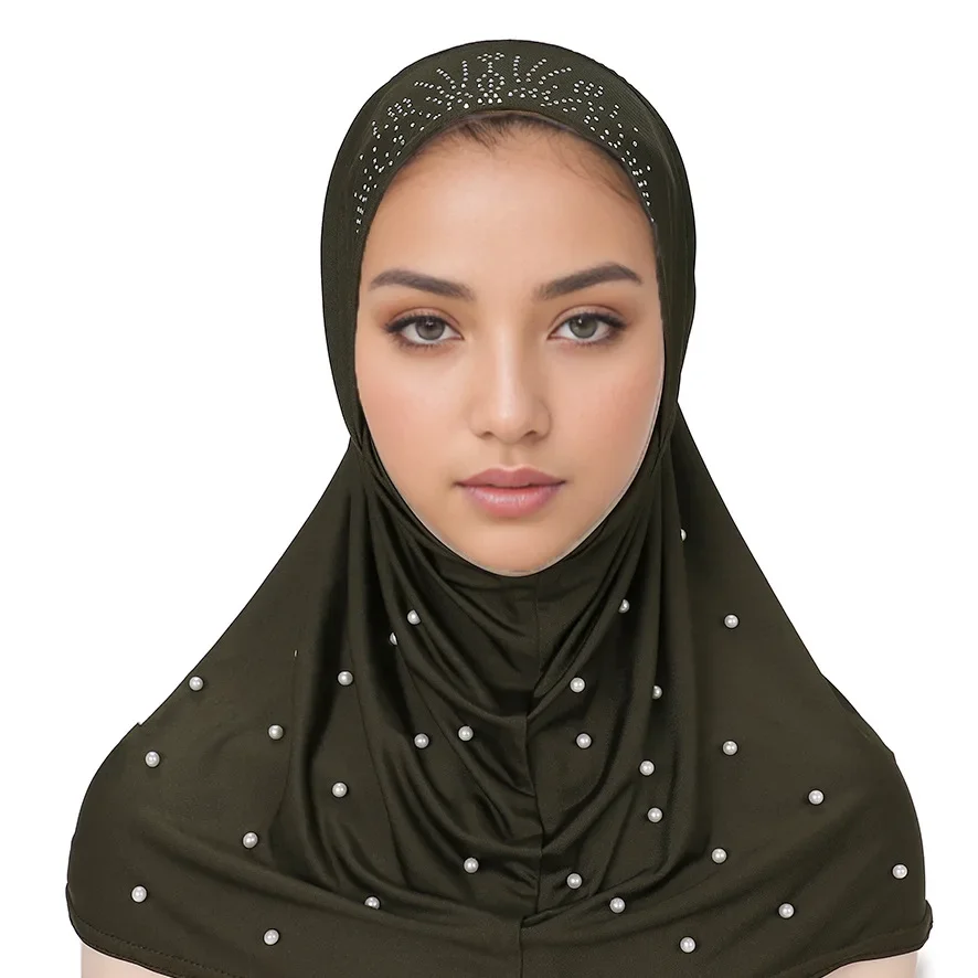 Foulard en perles pour femmes, couvre-chef musulman islamique arabe, casquette Amira instantanée, Hijab, châles enveloppants, couvre-chef Khimar Amira Cap Mujer