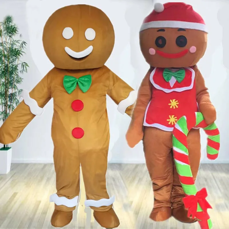 Christmas Gingerbread Man Mascot Costume Suits Cosplay Party Game Dress Plush Christmas Fancy Dress Halloween Mascot Costume