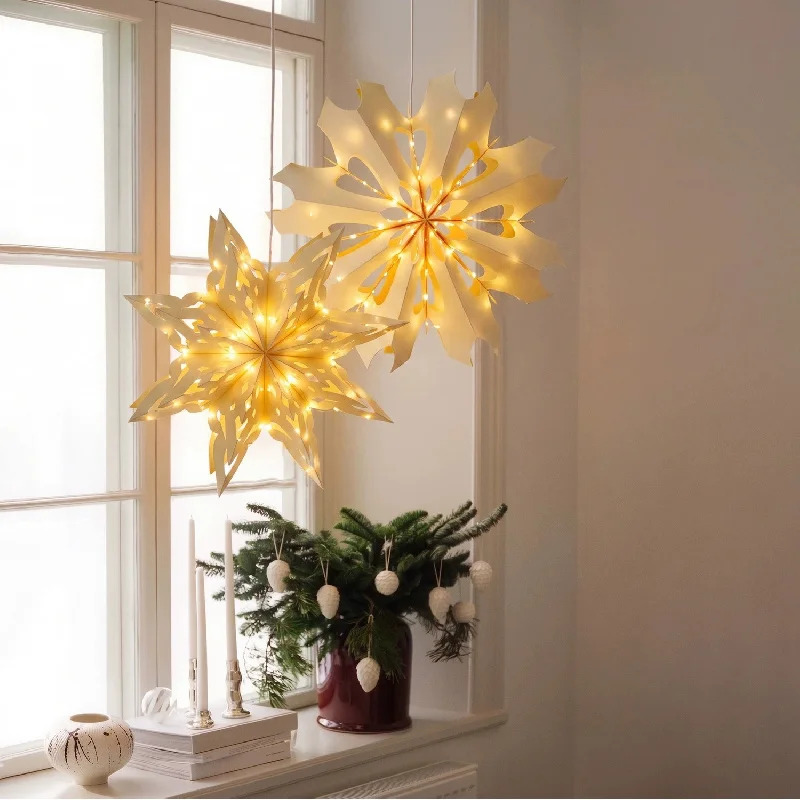 40cm Folded Paper Star Lantern 8 Point Hanging Lights Cutout Pattern Scandinavian Home Decor Living Room Ambient Lighting