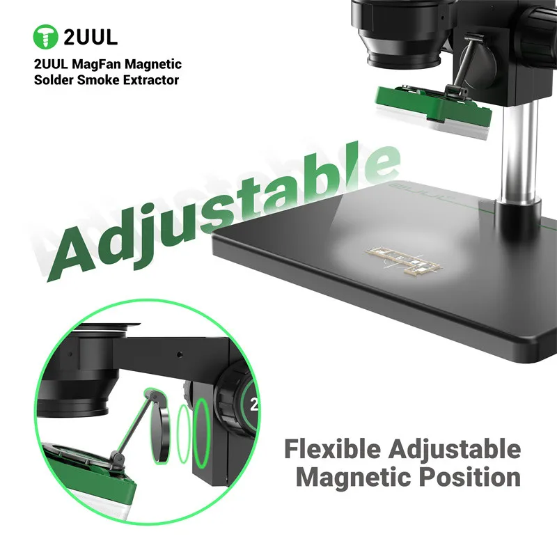 2UUL FE11 MagFan Magnetic Solder Smoke Extractor Lighting Smoke Extraction Fan for Phone Repair Motherboard PCB Soldering Tool