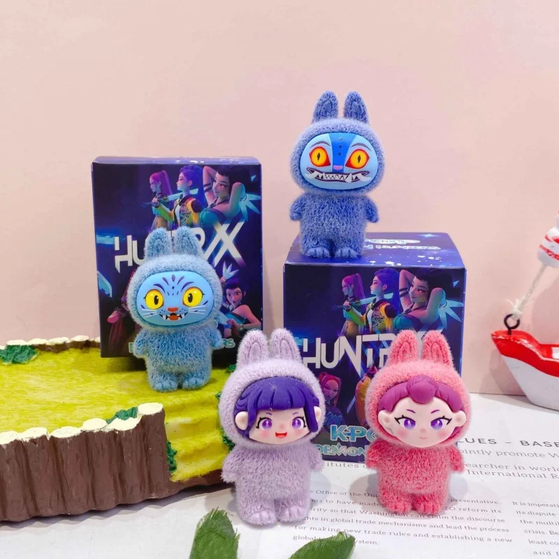 Anime KPop Devil Hunter Flocking Figure Doll Blind Box Kawaii Desktop Figurine Decor Mystery Boxs Figures Toy Kid Christmas Gift