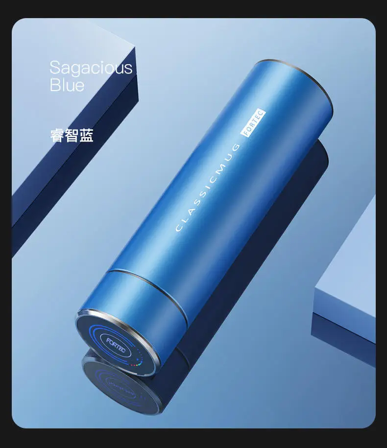Tumbler Perjalanan Tampilan Suhu LED Pintar Botol Air Isolasi Logam Termos Termos Vakum Cerdas Baja Tahan Karat