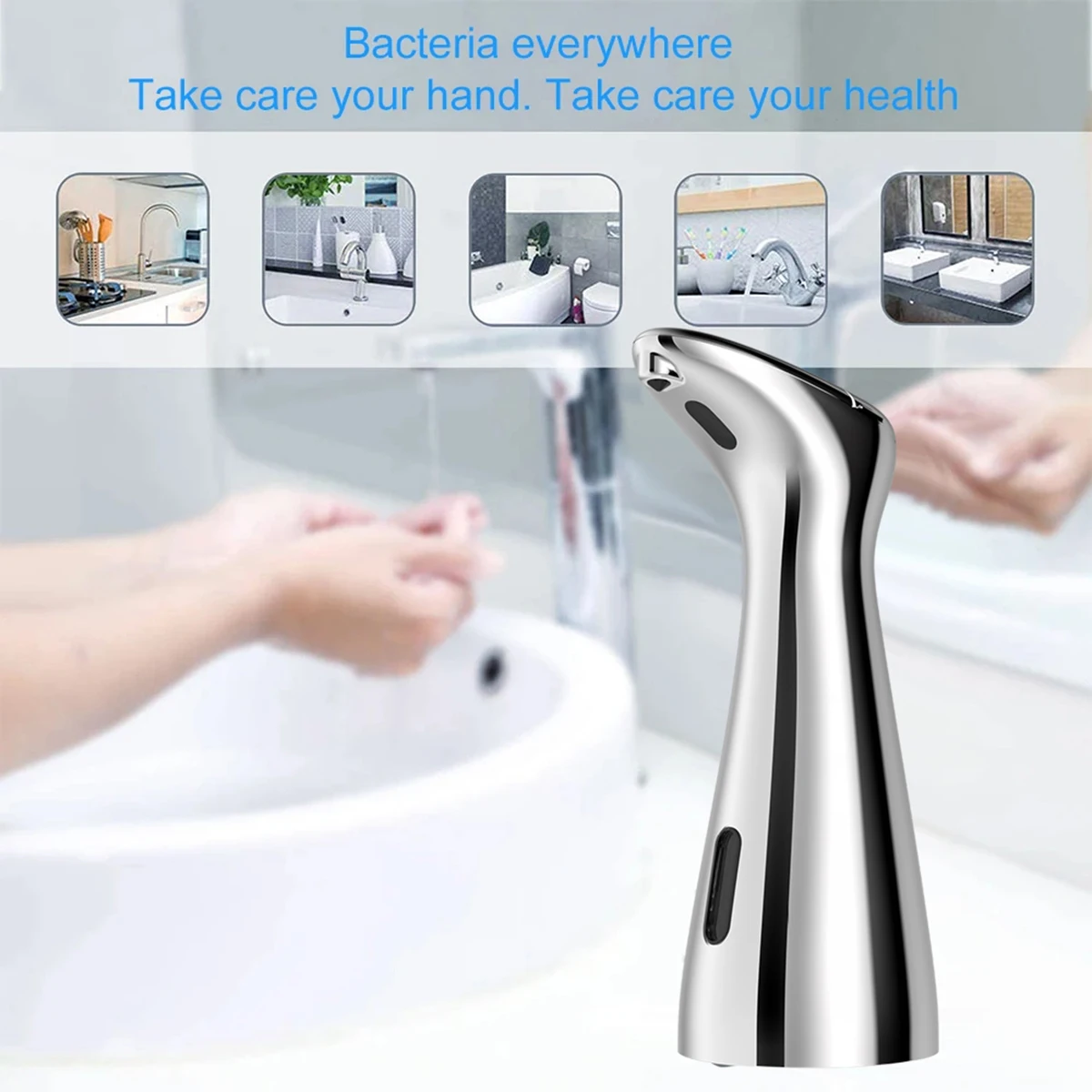 

Automatic Sensor Soap Dispenser Infrared Sensing Battery Powered for Bathroom Kitchen Sink Hotel and Restaurant