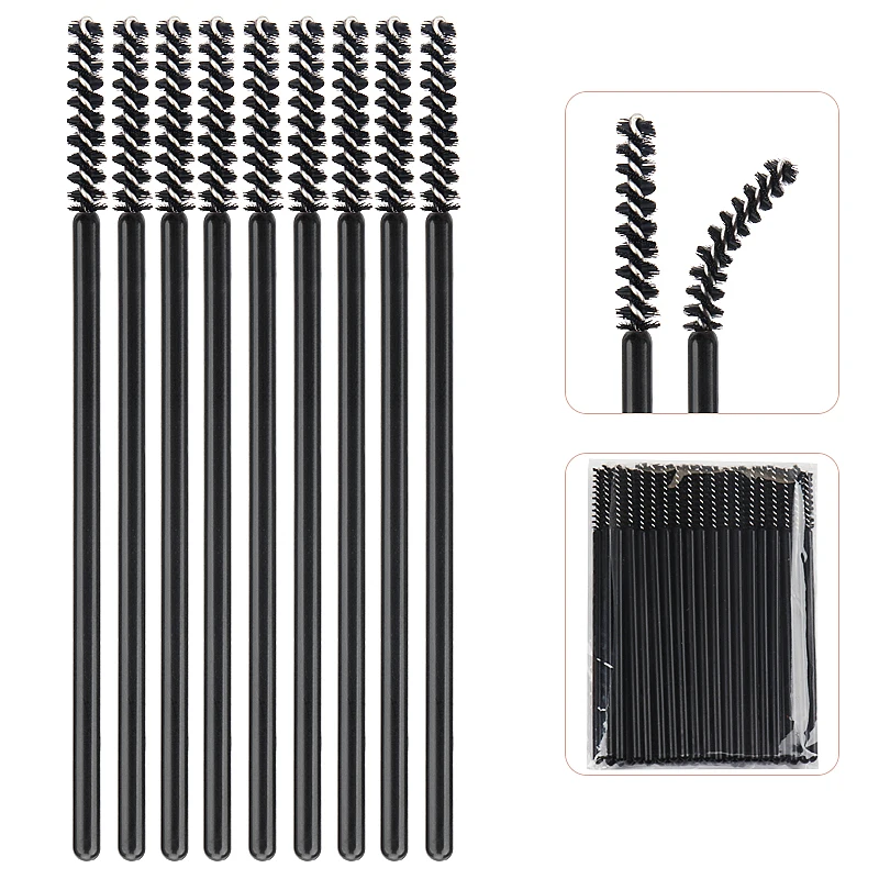 50pcs Disposable Makeup Brush Eyelash Microbrush Mascara Wands Cosmetics Applicator Eyebrow Comb Lash Extension Supplies Tool