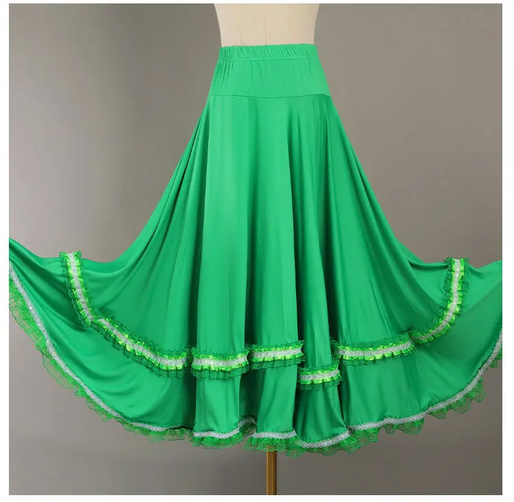 Large Swing Modern Skirt Ballroom Dance Skirt Flamenco Skirts Square Dance Mid-Length Belly Dancing Wear Women Waltz Costumes