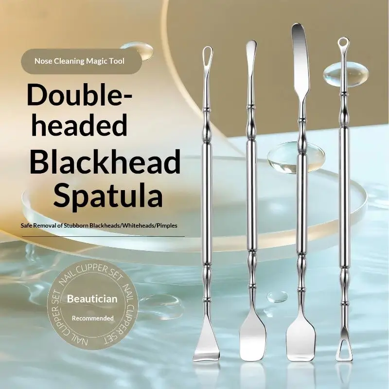 Stainless Steel Double Head Blackhead Cleaning Scraper Blackhead Remover Blemish Extractor Tool Face Pimple Comedone Removal