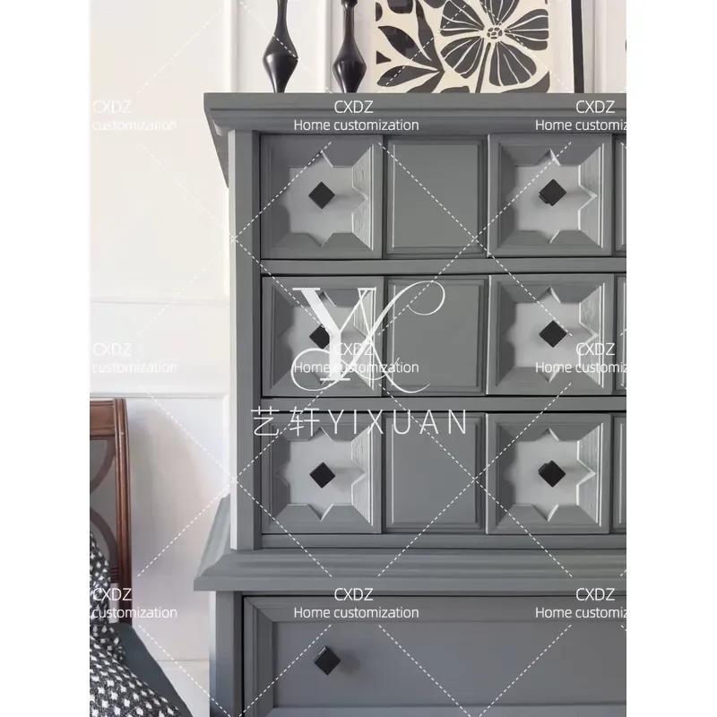 Solid Wood Entryway Cabinet Retro Style Living Room Storage Console Table Customizable Furniture for Home Decor Organization