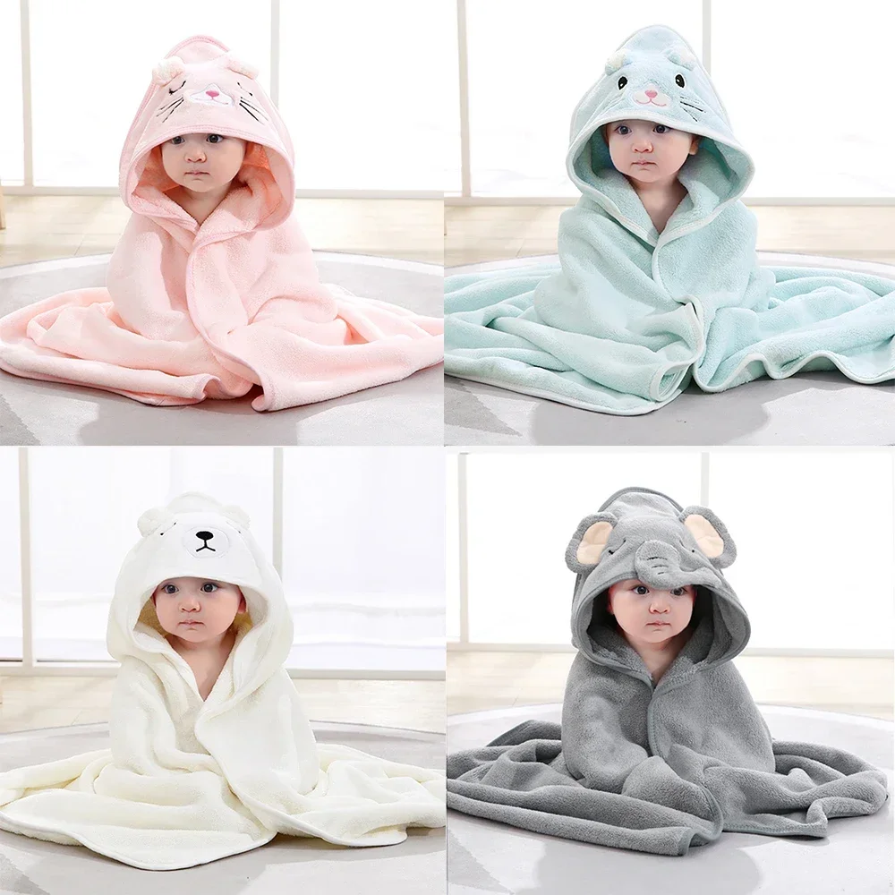 0-3Y Ultra-Soft Baby Bathrobe Hooded Flannel Cloak Cartoon Unisex Newborn Cover-Up Spa Robe Bath Towel Baby Shower Gift