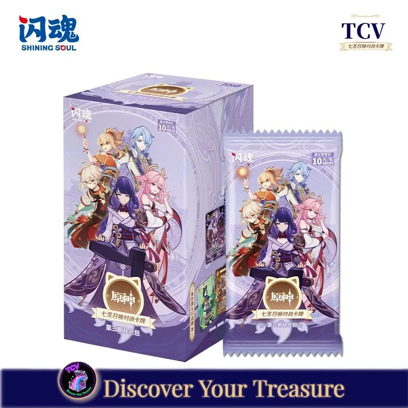 

Tcv Genshin Impact Seven Summits Summon 3rd Expansion Pack Glossy Finish Character Tcg Collectible Cards Blind Box Mystery Box