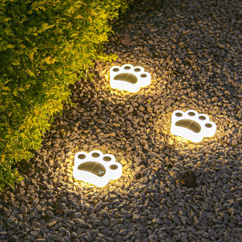 Paw Print Solar Lights 4 Pack, Solar Garden Light, Waterproof Cat Dog Animal Path Paw Lamp, Led Path Lights For The Home, Christ