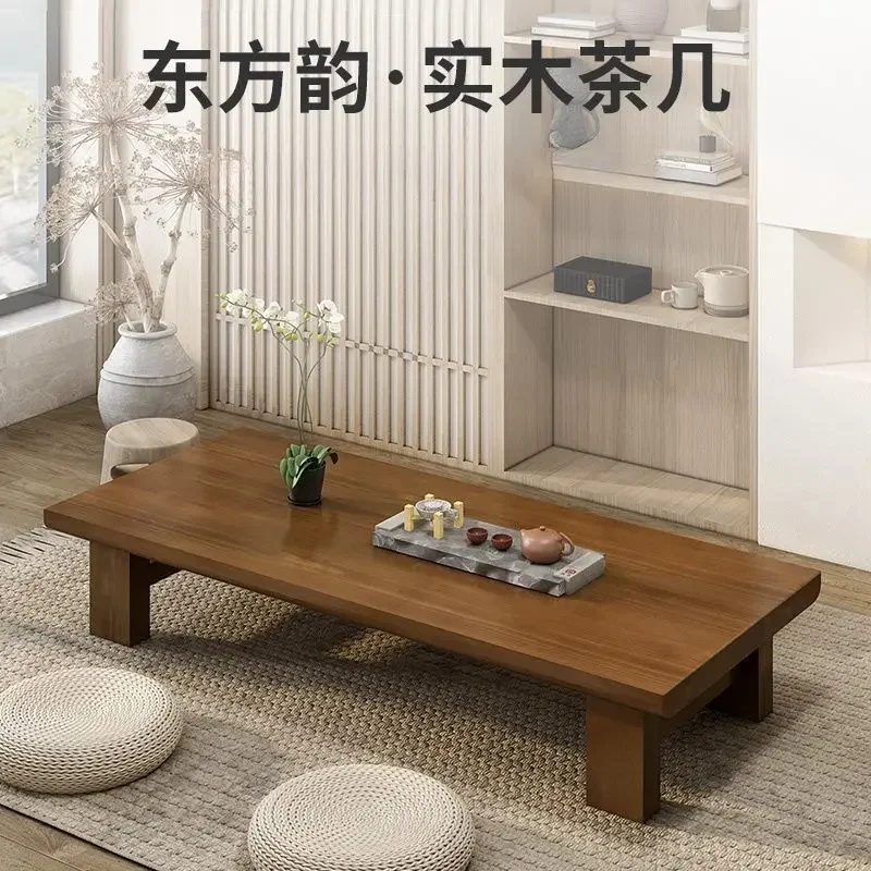 Japanese modern solid wood coffee  tatami low  zen kang table retro long floor table balcony small coffee table