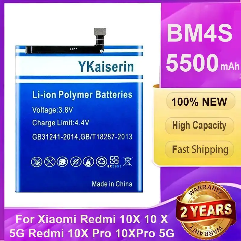 

Mobile Phone Battery 5500Mah BM4S For Xiaomi Redmi 10X 5G Pro Reliable Power