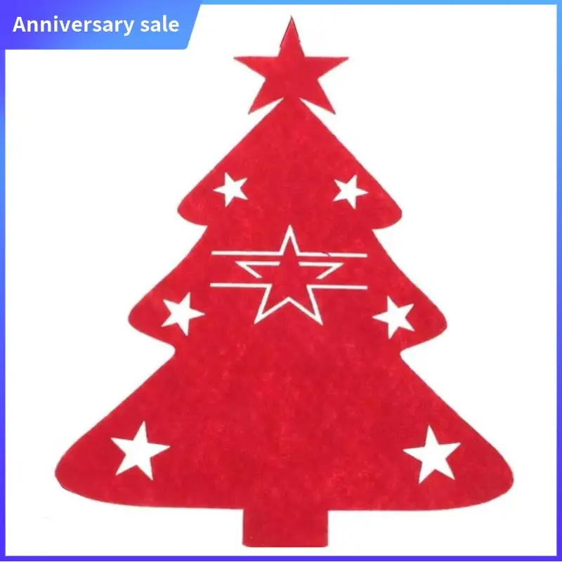 

LUCK-100PCS Organizer Table Decor Knife And Fork Holder Cutlery Bag Christmaselk Xmas Tree Pocket
