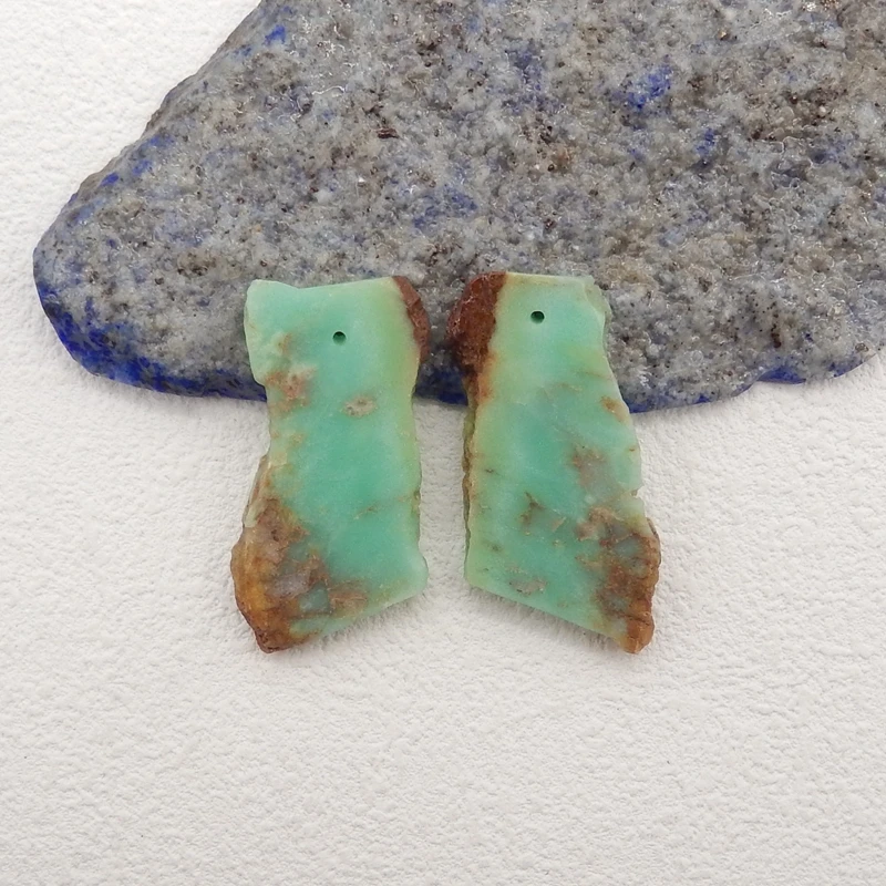 Natural Stone Chrysoprase Earring Beads,Fashion Jewelry DIY Gemstone Earrings Accessories For Women 35x19x4mm 9g