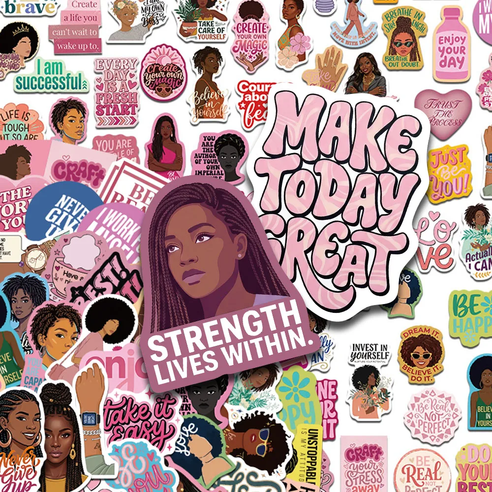 50/100pcs Black Inspirational Stickers Decals For Phone Scrapbook Skateboard Suitcase Refrigerator Graffiti Aesthetic Stickers