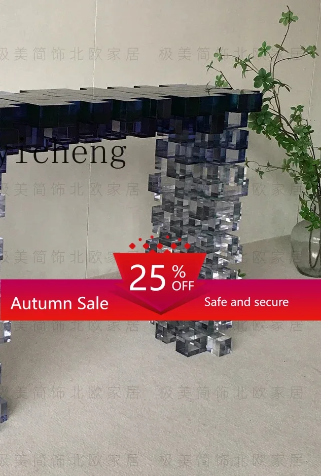

zz crystal gradual change color square Xuanguan table exhibition hall large flat floor entrance foyer table villa end view table