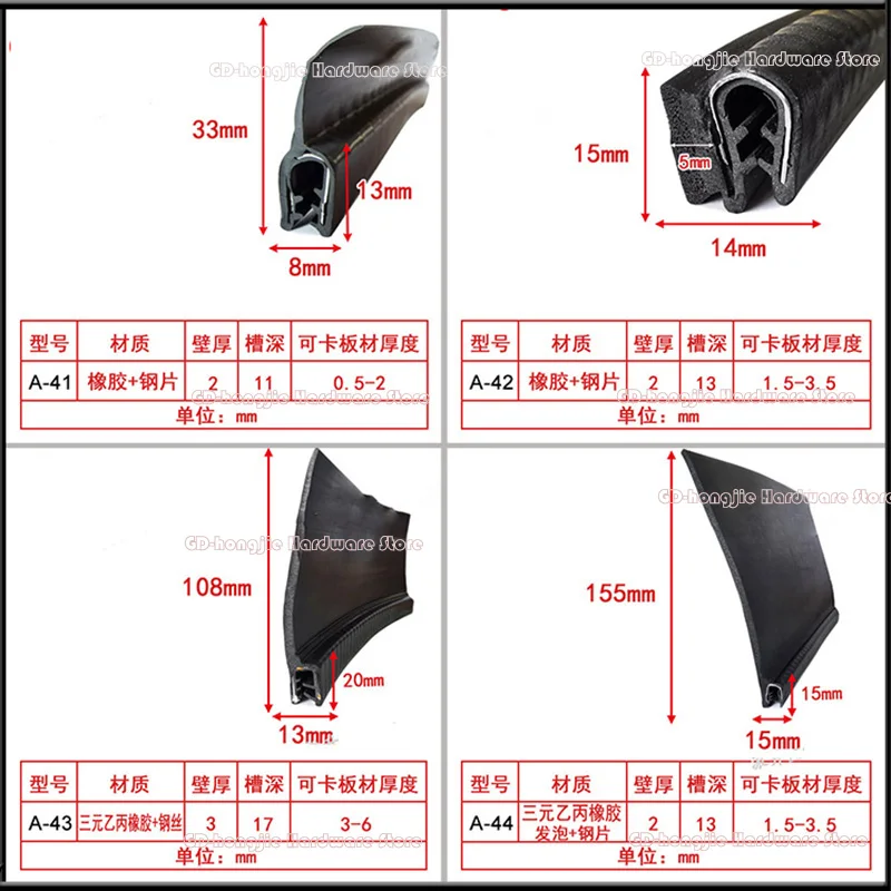 F U h Corner Shape Door Weather Strip Rubber Sealing Bar Metal Wood Panel Board Sheet Clamping Groove Edge Shield Anti-Collision
