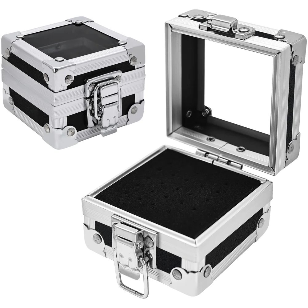 25 Hole for Nail Drill Bit Storage Box for Manicure Tools Metal Alloy Organizer Portable Desktop Case for Nail Art Supplies