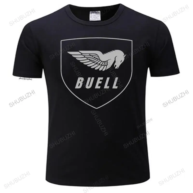 men's summer high quality t shirt Buell Motorcycle Company Logo Loose Size Tee Shirt unisex fashion crew neck t-shirt black