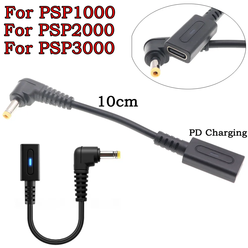 PD Type C Cable for PSP1000 2000 3000 Controller Charging Adapter USB C Convert Cord for Playstation Portable Power Cable